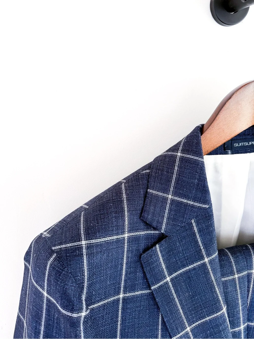 NEW Suitsupply Sienna Men's Blue Windowpane Suit Silk Wool Linen Blue White 40R